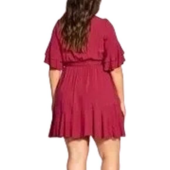 NWT CITY CHIC Fiesta Fun Faux Wrap Dress in Rhubarb SZ 20 - Picture 2 of 11